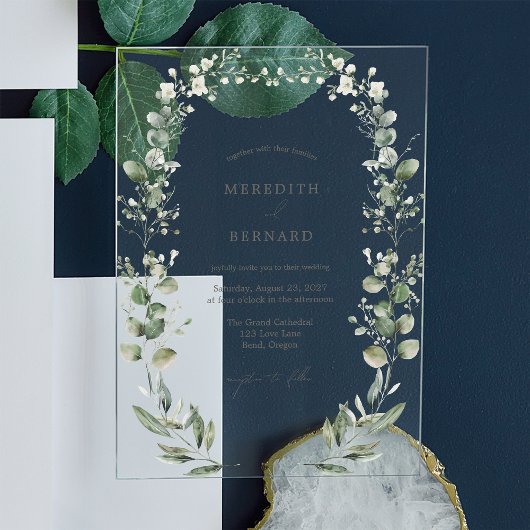 Einfache Botanische Hochzeit Acryleinladungen