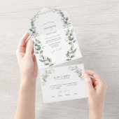 Einfache Botanische Hochzeit All In One Einladung (Abreißen)