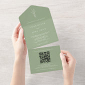 Einfache Botanische Hochzeit All In One Einladung (Abreißen)