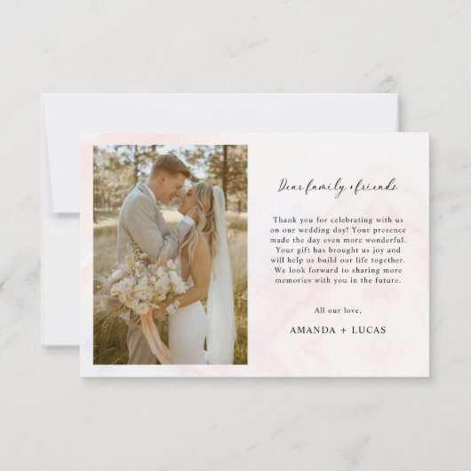 Einfache botanische Hochzeit Dankeskarte (Rückseite)