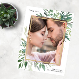 Einfache Botanische Hochzeit eines Fotos Vielen Da Postkarte