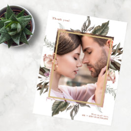 Einfache Botanische Hochzeit eines Fotos Vielen Da Postkarte
