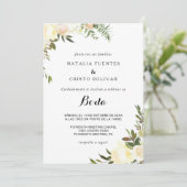 Einfache Botanische Hochzeit Einladung (Stehend Vorderseite)