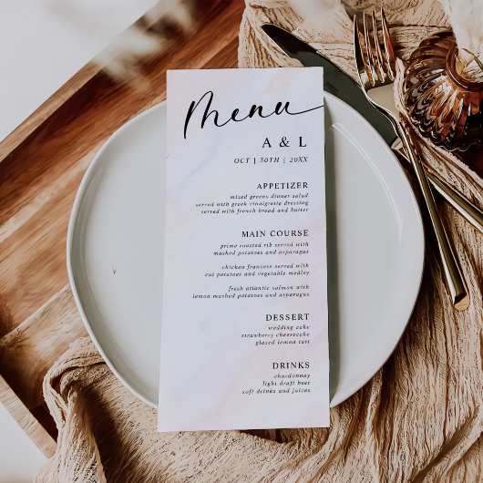 Einfache botanische Hochzeit Menükarte