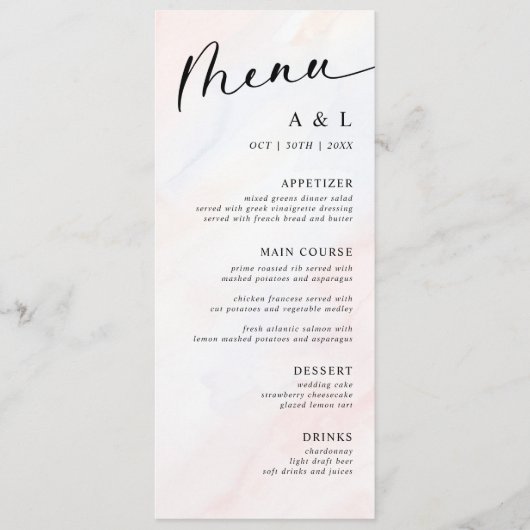 Einfache botanische Hochzeit Menükarte (Vorderseite)