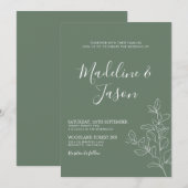 Einfache botanische Hochzeit mit Flora und Fauna Einladung (Vorne/Hinten)