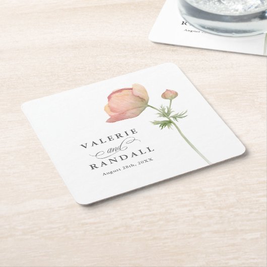 Einfache Botanische Hochzeit Rechteckiger Pappuntersetzer (angewinkelt)