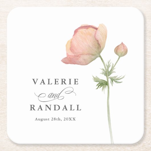 Einfache Botanische Hochzeit Rechteckiger Pappuntersetzer (Vorderseite)