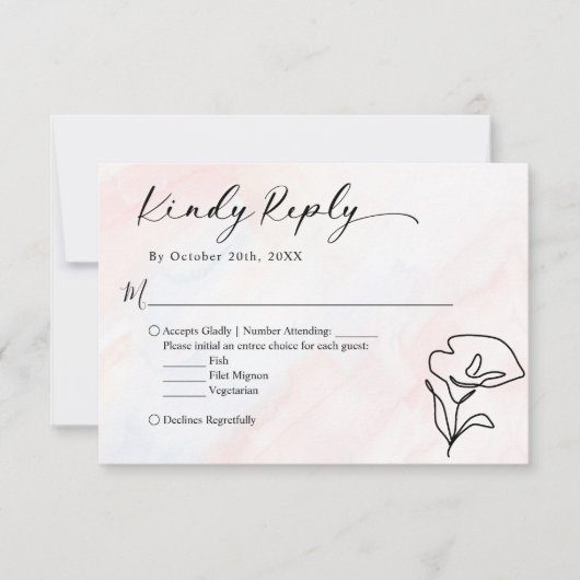 Einfache botanische Hochzeit RSVP Karte (Vorderseite)