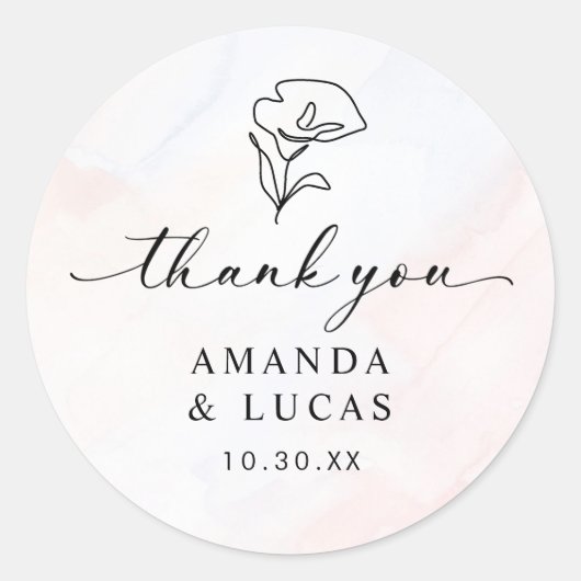 Einfache botanische Hochzeit Runder Aufkleber (Vorderseite)