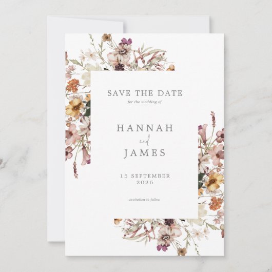 Einfache Botanische Hochzeit Save The Date (Vorderseite)