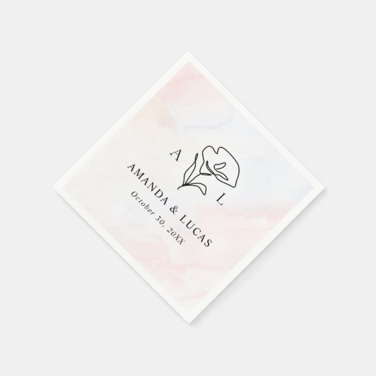 Einfache botanische Hochzeit Serviette (Ecke)