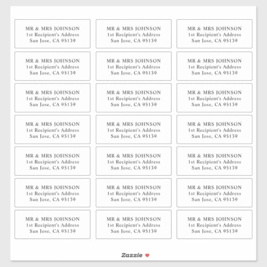 Einfache botanische Hochzeitgastadressen-Labels Aufkleber (Blatt)