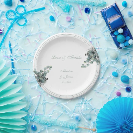 Einfache botanische Liebe und Dank Hochzeit Pappteller (Party)