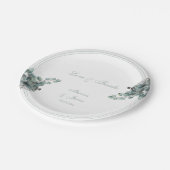 Einfache botanische Liebe und Dank Hochzeit Pappteller (Schrägansicht)