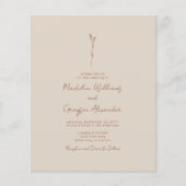 Einfache Botanische Linie Einladung zur Hochzeit (Vorderseite)