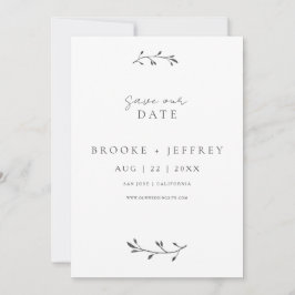 Einfache Botanische Moderne Minimale Foto Hochzeit Save The Date