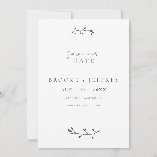 Einfache Botanische Moderne Minimale Foto Hochzeit Save The Date (Vorderseite)