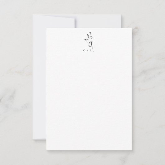 Einfache Botanische Monogram Minimal Boho Hochzeit Dankeskarte (Vorderseite)
