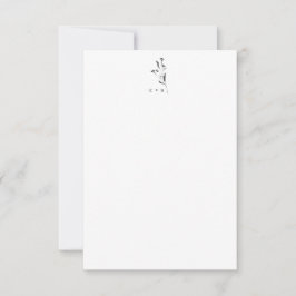 Einfache Botanische Monogram Minimal Boho Hochzeit Dankeskarte