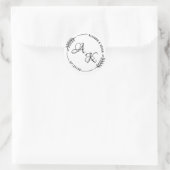 Einfache Botanische Monogramm-Hochzeitumgebung Runder Aufkleber (Tasche)