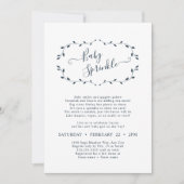 Einfache botanische Navy Baby Sprinkle Einladung (Vorderseite)
