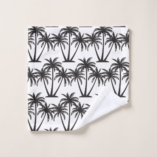 Einfache botanische Palmen auf Weiß Badhandtuch Set (Waschlappen)