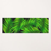 Einfache botanische Palmen Blätter auf schwarz Yogamatte (Vorderseite (Horizontal))