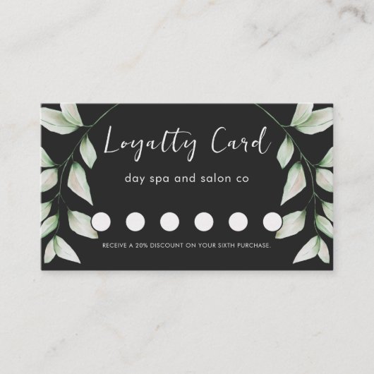 Einfache botanische QR-Code-Farbe Schwarz Treuekarte (Vorderseite)