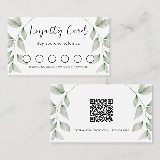 Einfache botanische QR Code Treuekarte (Vorne/Hinten)