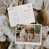 Einfache botanische rustikale Hochzeit rettet das Einladungspostkarte