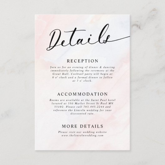 Einfache botanische rustikale Hochzeitdetails Begleitkarte (Vorderseite)