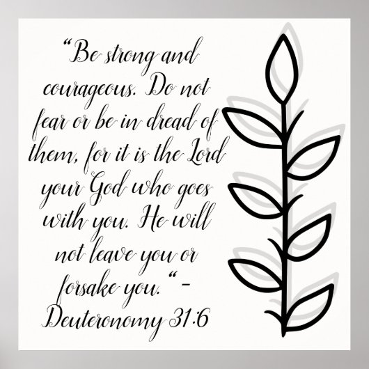 Einfache botanische Schwarz-Weiß-Bibel-Verse | Poster (Vorne)