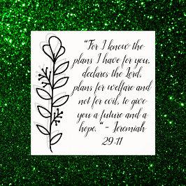 Einfache botanische Schwarz-Weiß-Bibel-Verse | Poster