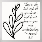 Einfache botanische Schwarz-Weiß-Bibel-Verse | Poster (Vorne)