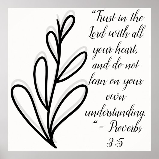 Einfache botanische Schwarz-Weiß-Bibel-Verse | Poster (Vorne)