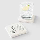 Einfache botanische Schwarz-Weiß-Bibel-Verse | Steinuntersetzer (Seitenansicht)