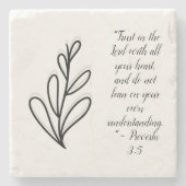 Einfache botanische Schwarz-Weiß-Bibel-Verse | Steinuntersetzer (Vorderseite)