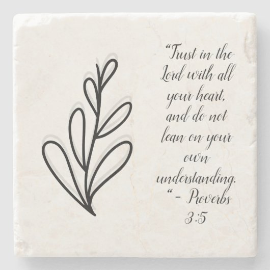 Einfache botanische Schwarz-Weiß-Bibel-Verse | Steinuntersetzer (Vorderseite)