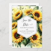 Einfache Botanische Sonnenblumenhochzeit Save The Date (Vorne/Hinten)