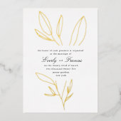Einfache Botanische Steamhochzeit Gold Folieneinladung (Vorderseite)