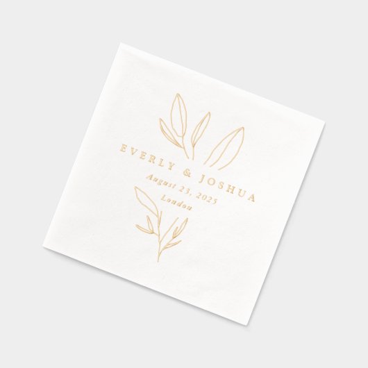 Einfache Botanische Stem-Hochzeitmonogramm Servietten Mit Folie (Links)