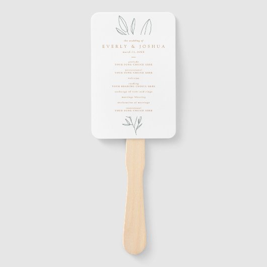 Einfache Botanische Stem-Hochzeitsprogramm Hand Fa Fächer (Vorderseite)