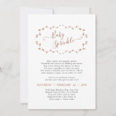 Einfache botanische Terra Cotta Baby Sprinkle Einladung (Vorderseite)