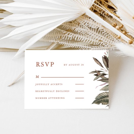 Einfache botanische Terracotta Wedding Rsvp