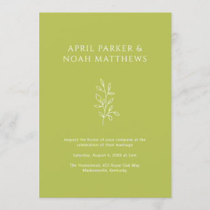 Einfache botanische Typografie Chartreuse Green Einladung