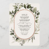 Einfache botanische und UAWG QR-Code Elfenbeinhoch Folieneinladung (Vorderseite)