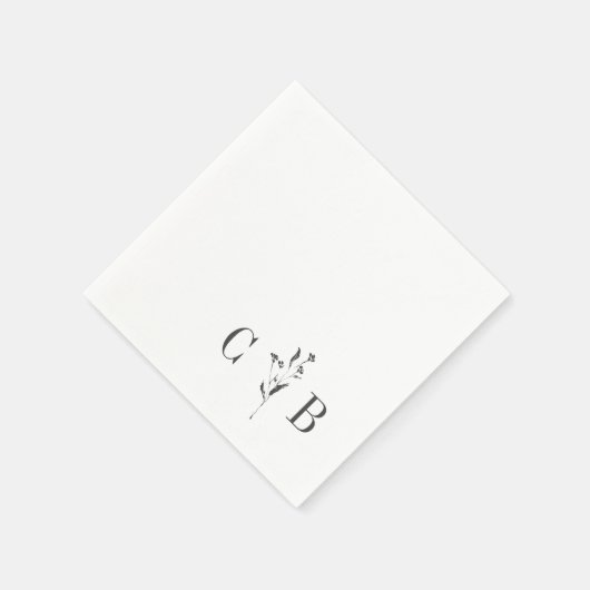 Einfache Botanische Weißmonographie Serviette (Ecke)