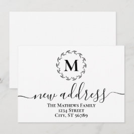 Einfache botanische Weste-Monogramm neue Adresse Ankündigung