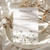 Einfache Botanische Wildblume Hochzeit Einladung
